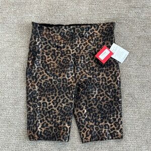 NWT Spanx Metallic leopard biker shorts